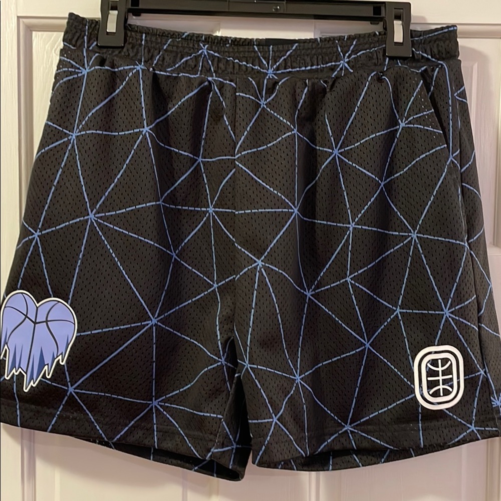 Men's Overtime Black and Blue Geometric Shorts